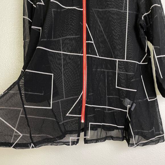 IC by Connie K Jacket Womens Medium Black Mesh Top Full Zip Wire Collar Sheer - Picture 4 of 10